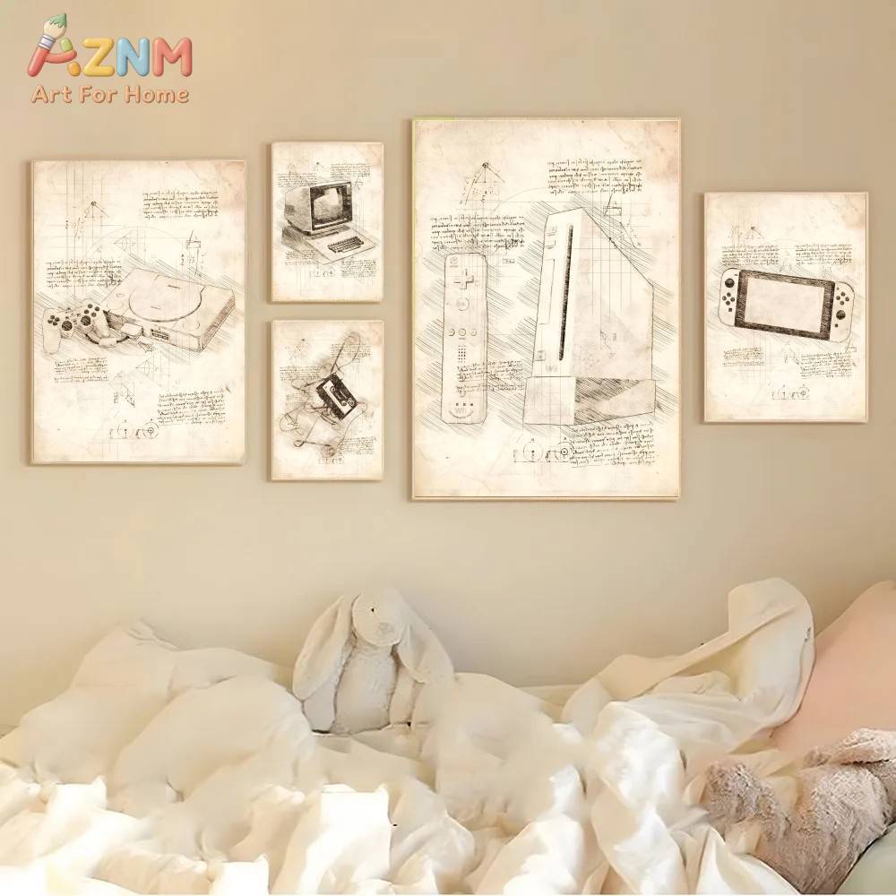 Gaming Console Room - AZNM Quadros Decorativos Vintage de Console
