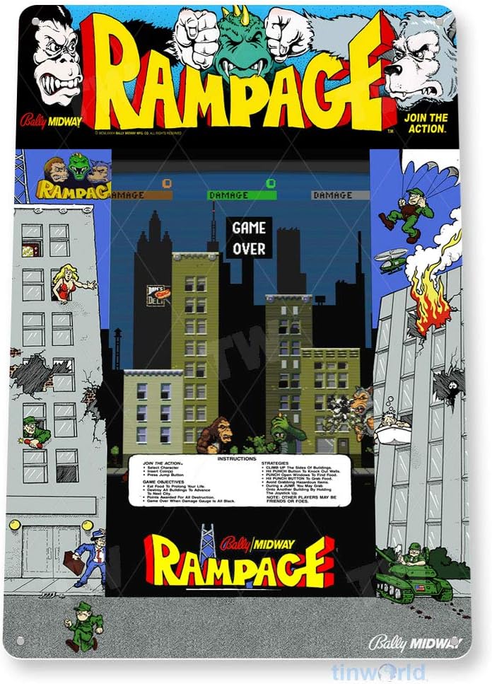 Gaming Console Room - Sinal de estanho rampage arcade sinal
