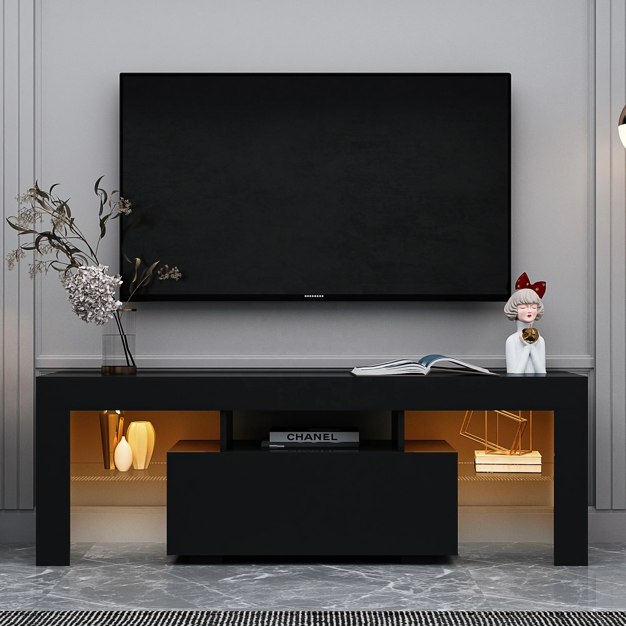 # Suporte de TV preto com luze - Gaming Console Room avaliação e preço